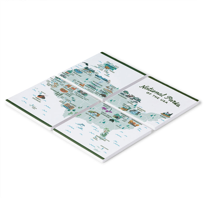 National Parks of the USA Illustr. Map Coasters (Set of 4)