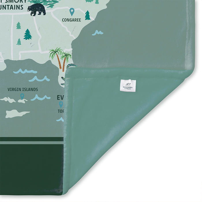 National Parks of the USA Illustrated Map Blanket