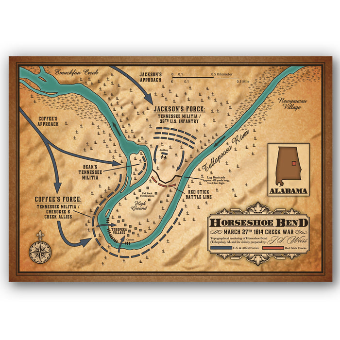 Battle of Horseshoe Bend (Creek War) Map