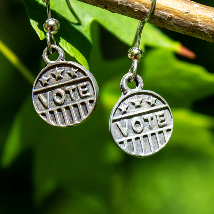 Pewter ''VOTE'' Earrings