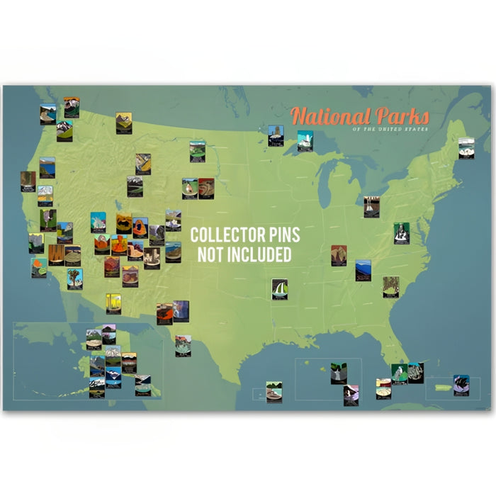 Mint and Green National Parks Collector's Pins Map