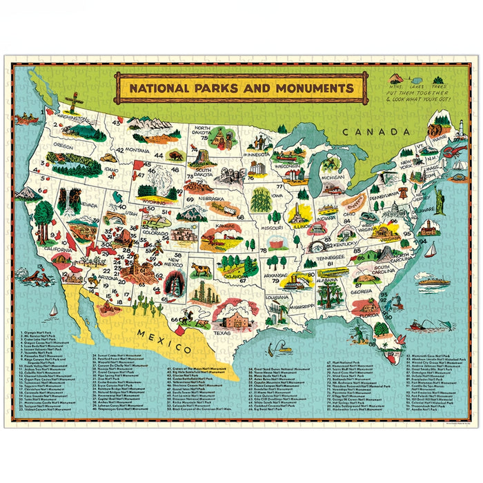 Vintage National Parks Map Puzzle
