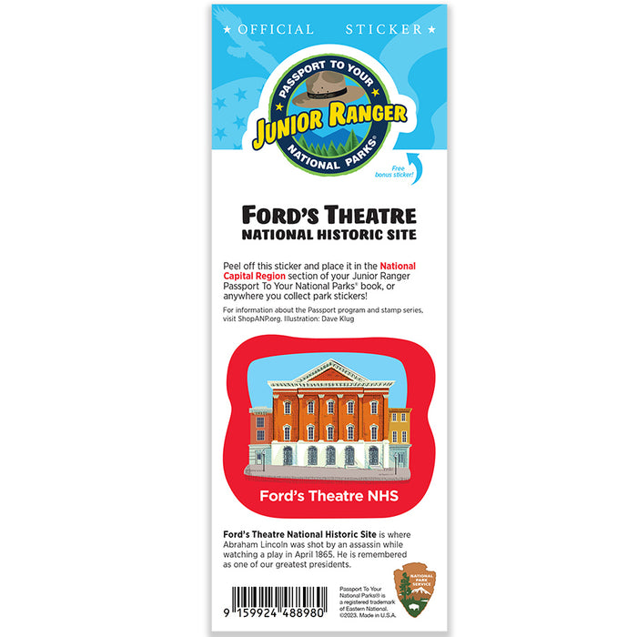Ford's Theatre NHS Passport Junior Ranger Single Sticker