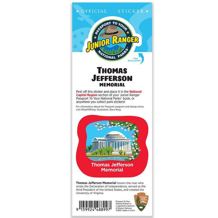 Thomas Jefferson MEM Passport Junior Ranger Single Sticker