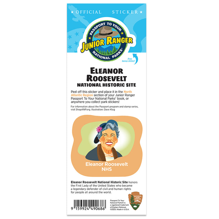 Eleanor Roosevelt NHS Passport Junior Ranger Single Sticker