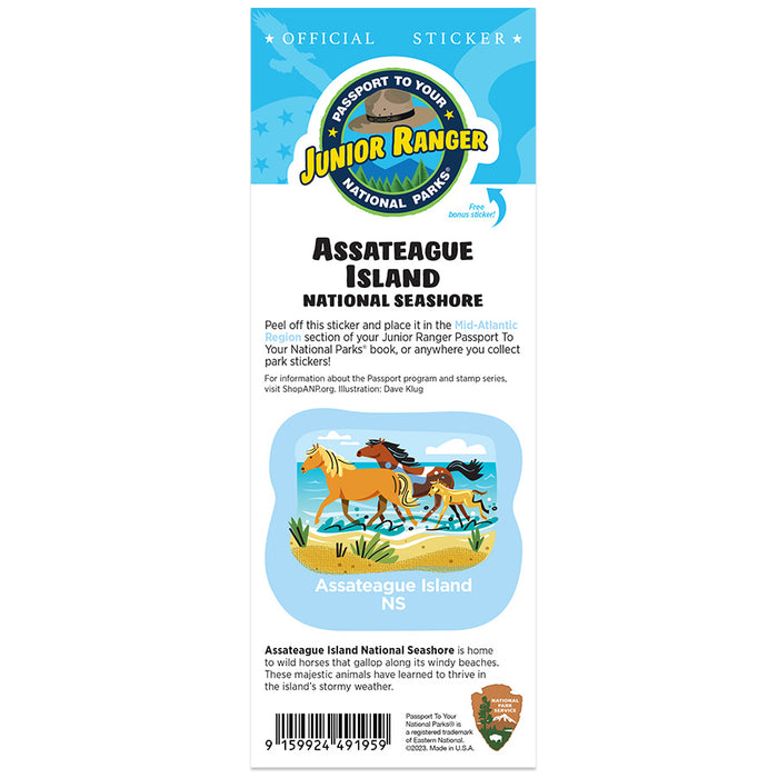 Assateague Island NS Passport Junior Ranger Single Sticker