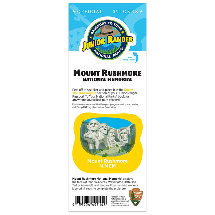 Mount Rushmore NM Passport Junior Ranger Single Sticker