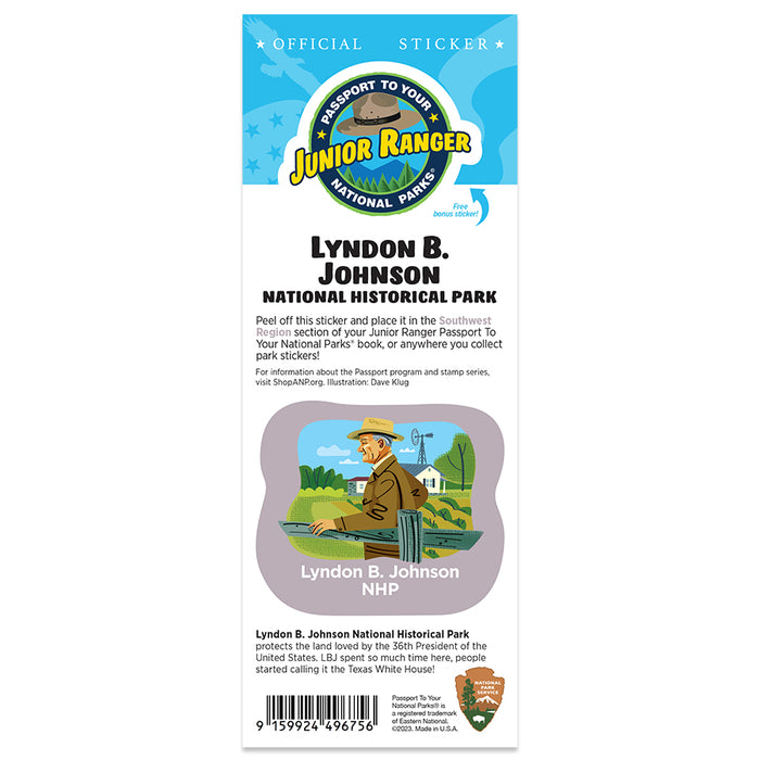 Lyndon B. Johnson NHP Passport Junior Ranger Single Sticker