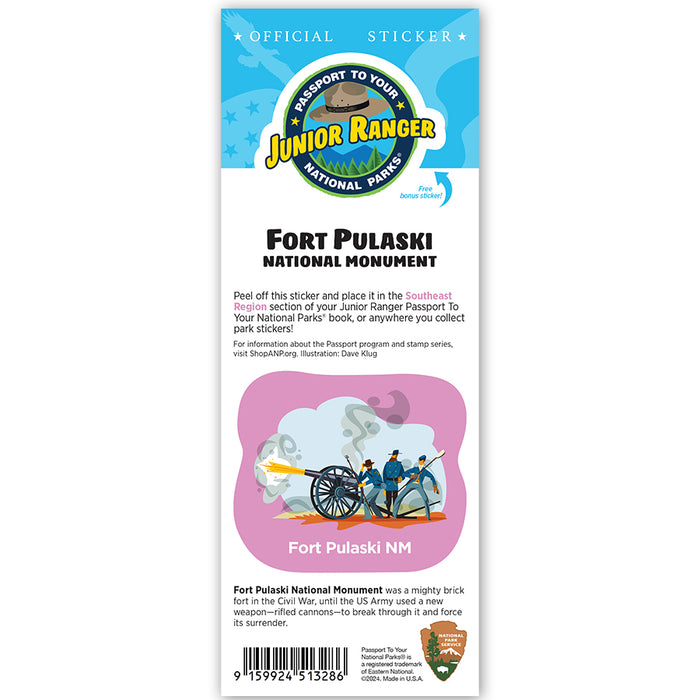 Fort Pulaski NM Passport Junior Ranger Single Sticker