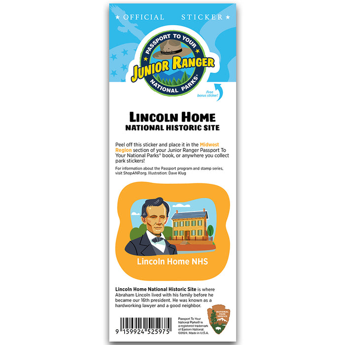 Lincoln Home NHS Passport Junior Ranger Single Sticker