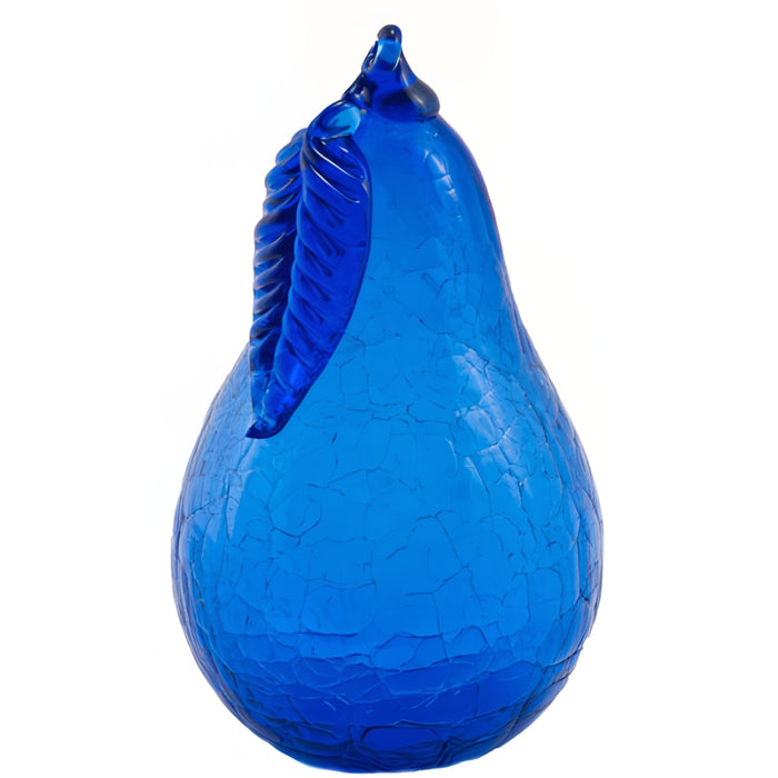Cobalt Crackled Glass Pear Ornament
