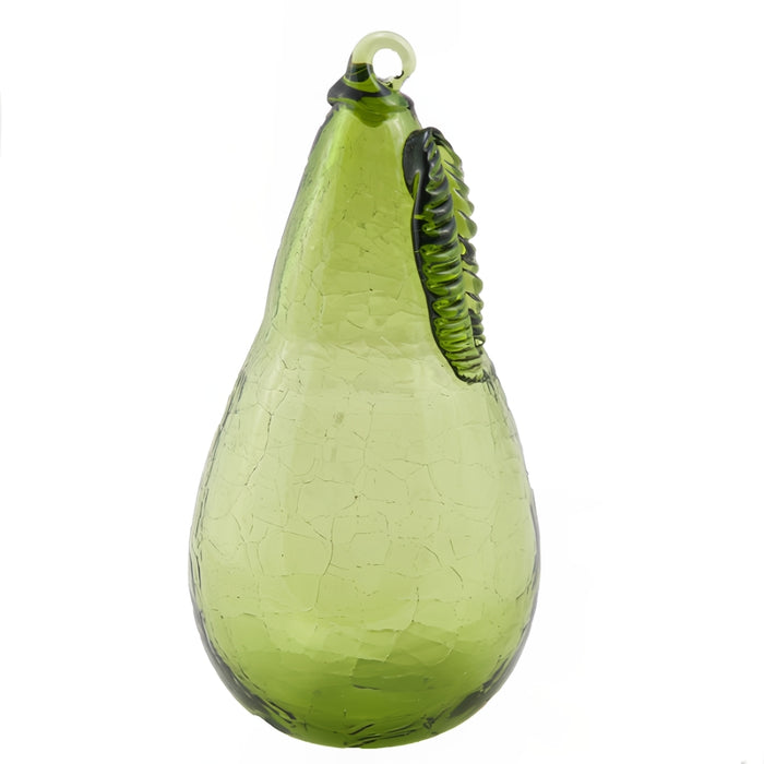 Green Crackled Glass Pear Ornament