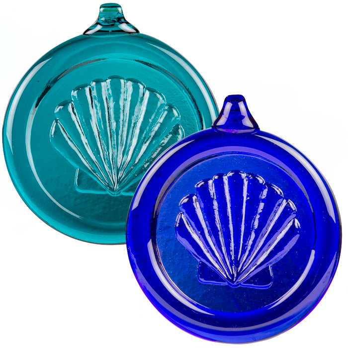 Handcrafted Glass Sea Shell Ornament - Teal