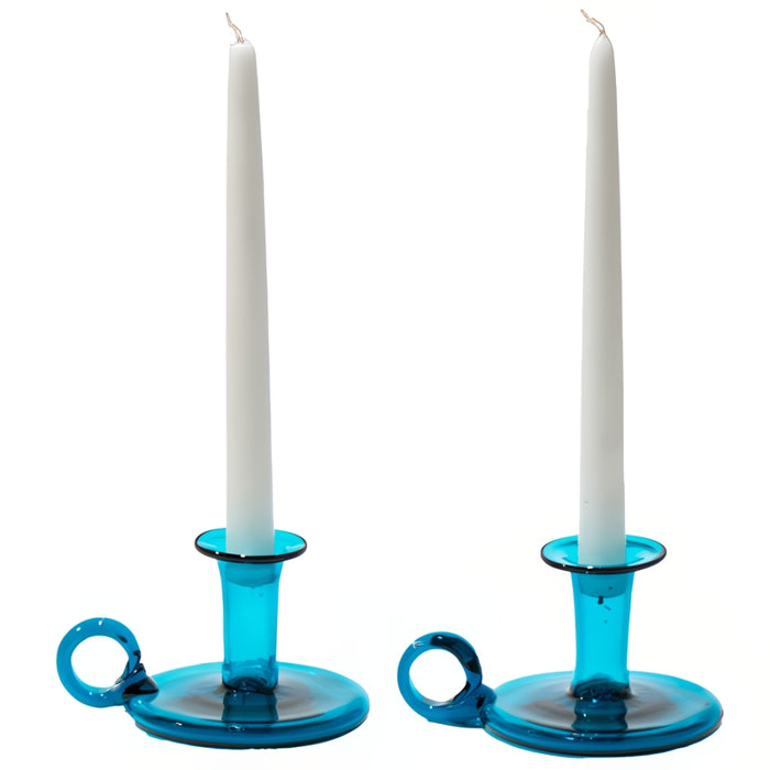 Teal Colonial Glass Candlestick