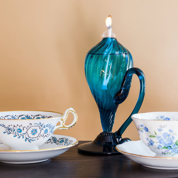 Teal Colonial Glass Sparking Lamp