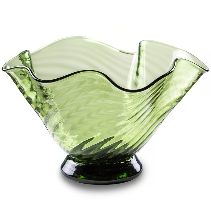 Handblown Small Green Wave Bowl