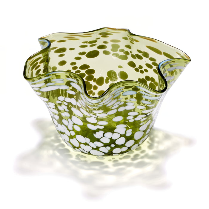 Green Speckled Wavy Bowl