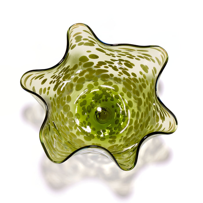Green Speckled Wavy Bowl
