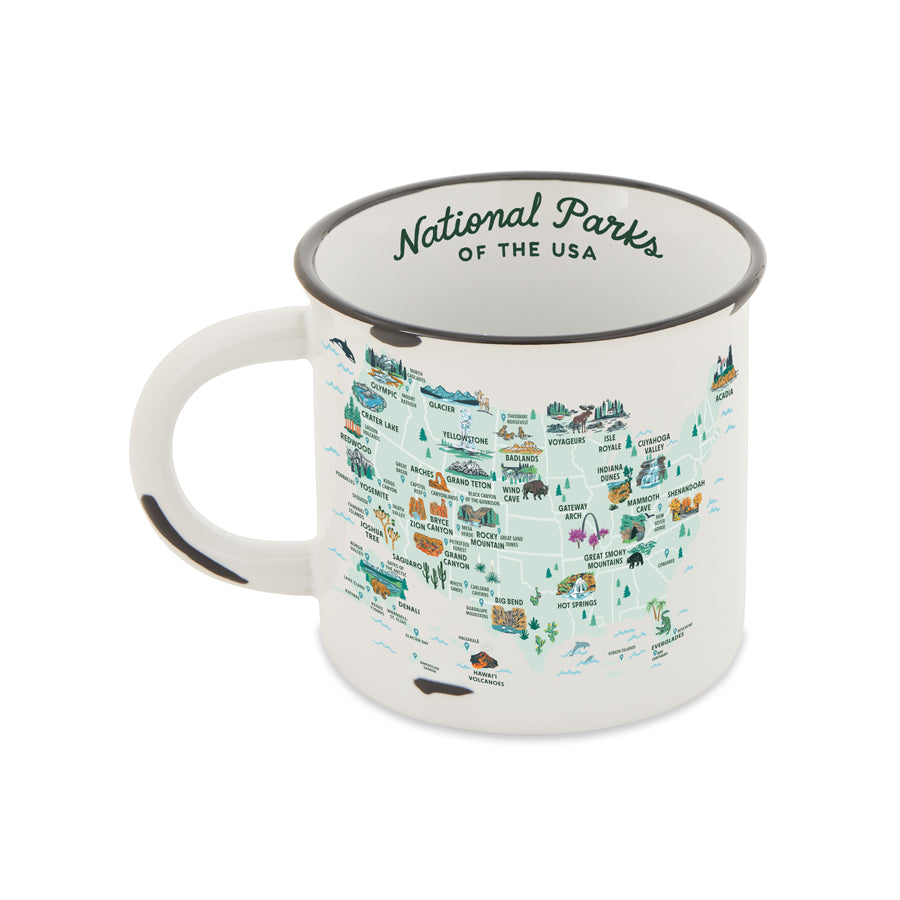 National Parks Of The Usa Illustrated Map Camp Mug America S National