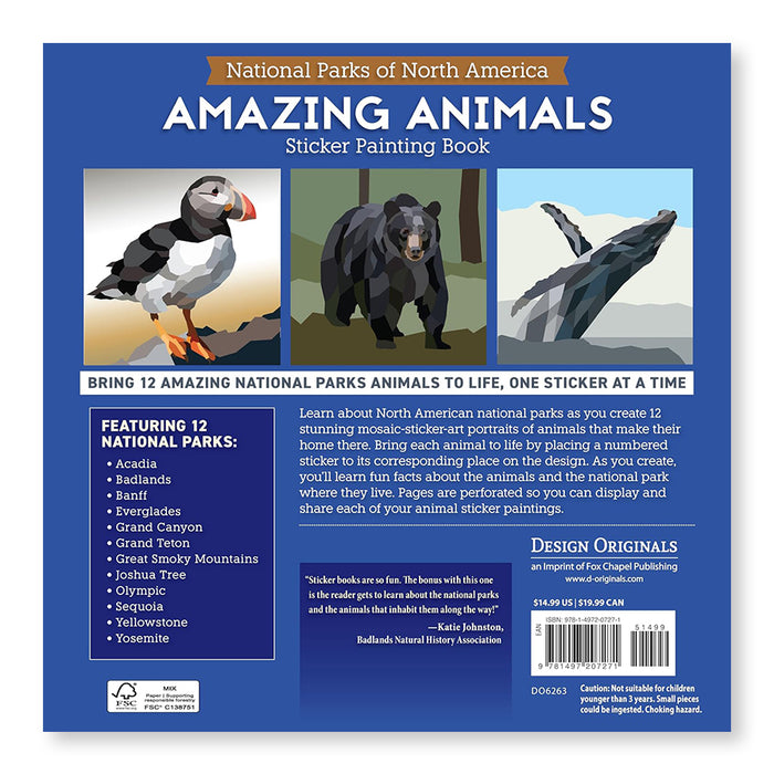 National Parks of North America Amazing Animals Sticker Painting Book