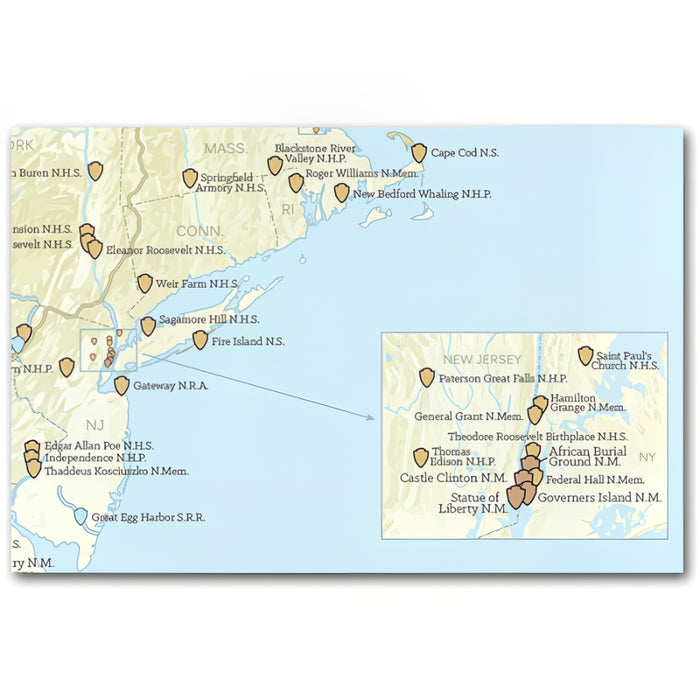 National Park System Units Map - Beige & Light Blue 24X37