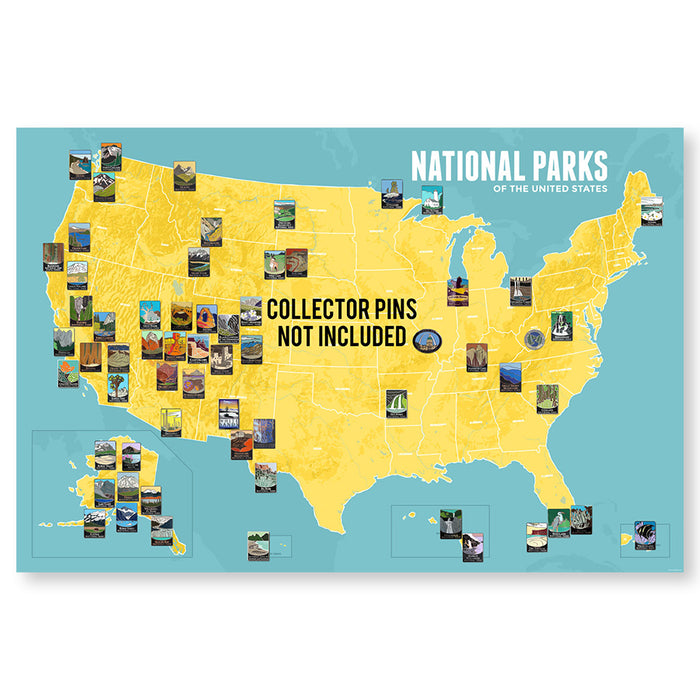 Marigold and Turquoise National Parks Collector's Pins Map