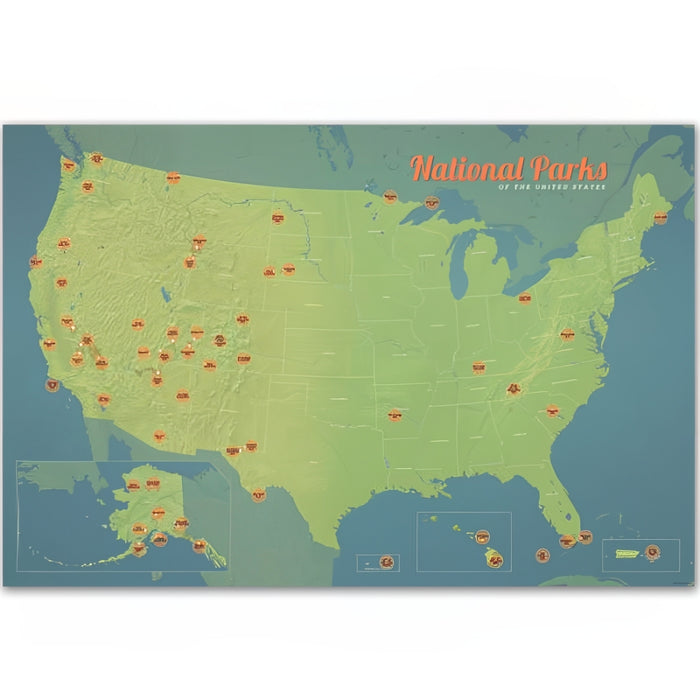 Mint and Green National Parks Collector's Pins Map