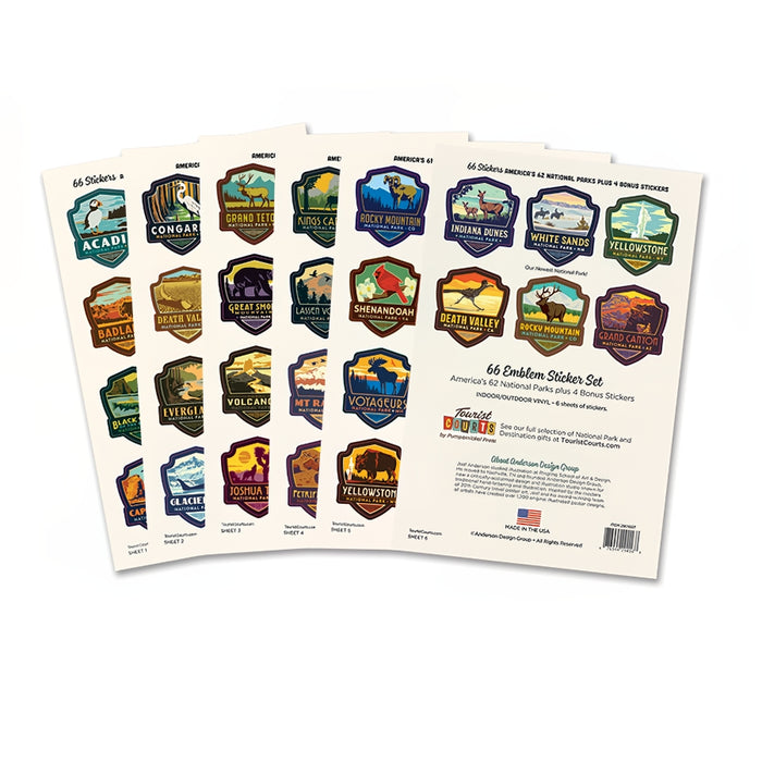 63 National Parks Emblem Sticker set