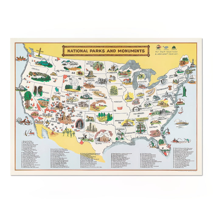 National Parks And Monuments Map Poster