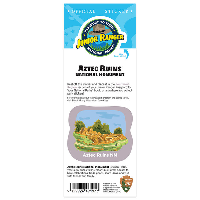 Aztec Ruins NM Passport Junior Ranger Single Sticker