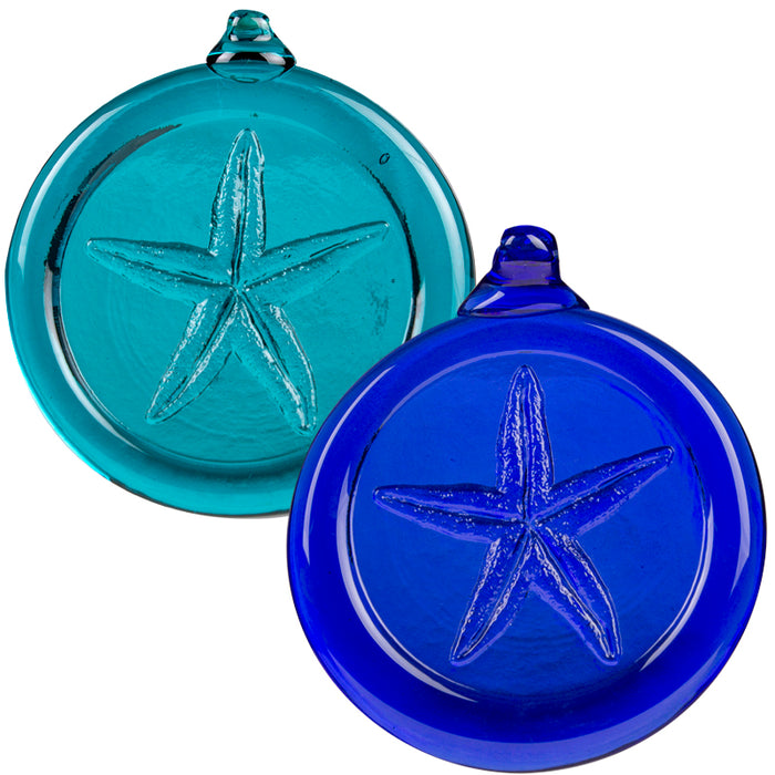 Handcrafted Glass Starfish Ornament - Cobalt