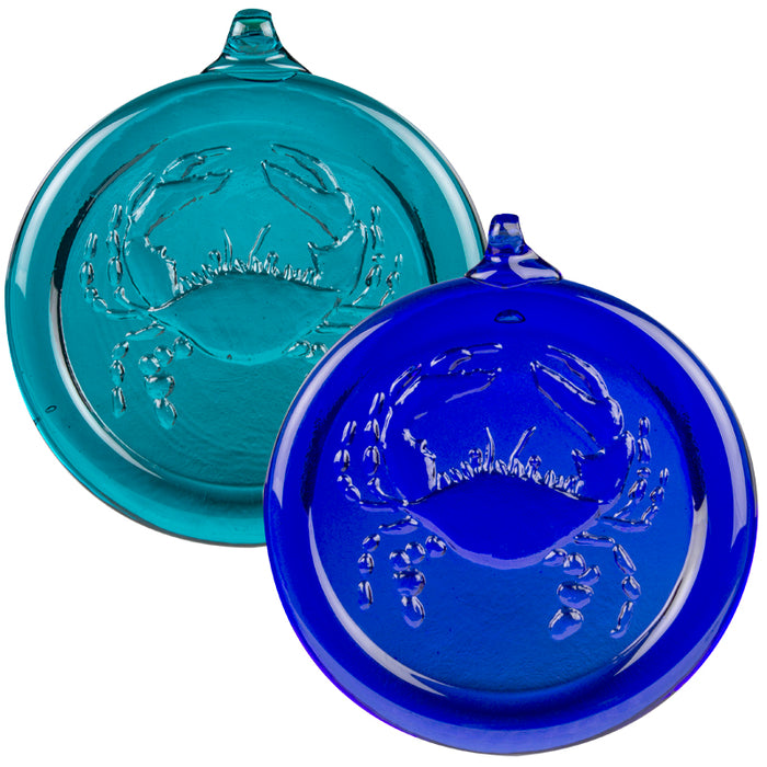 Handcrafted Glass Crab Ornament - Cobalt