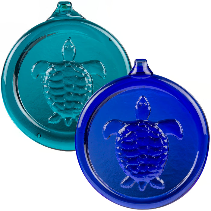 Handcrafted Glass Turtle Ornament - Teal
